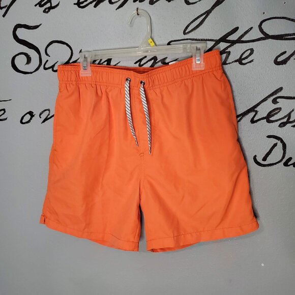 Island Haze Orange 5.5" Solid Volley Swim Shorts-Barbados, Lg - Picture 1 of 6